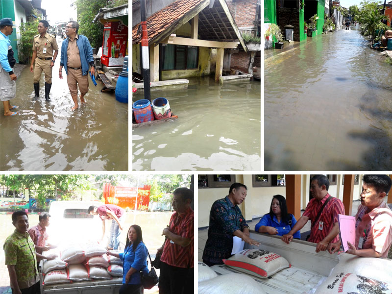 Gambar Menjamin Ketersediaan Pangan, Dinas Ketahanan Pangan Meninjau dan Mendistribusikan Bantuan Beras pada Korban Banjir